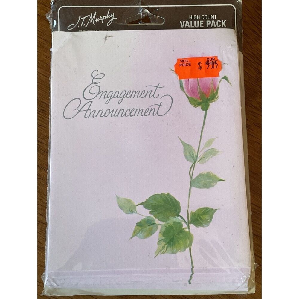 Vintage 1970s JT Murphy’s Engagement Announcement 25 Cards Envelopes NOS
